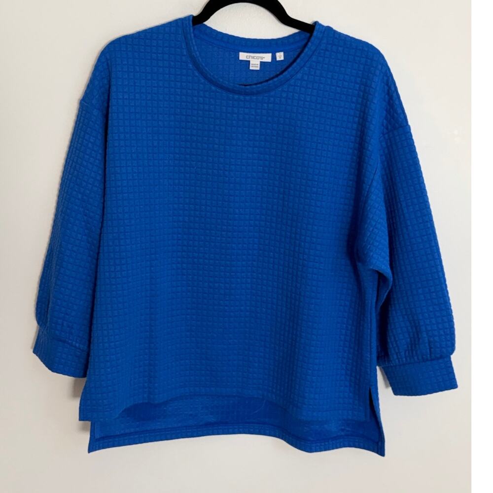 Chico's Zenergy Jacquard Bubble-Sleeve Top